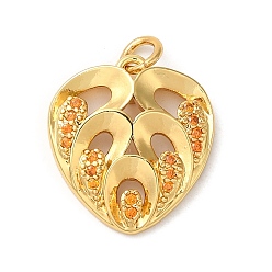 Real 18K Gold Plated Rack Plating Brass Micro Pave Cubic Zirconia Pendants, with Jump Ring, Long-Lasting Plated, Lead Free & Cadmium Free, Heart, Real 18K Gold Plated, 17.5x15.7x4mm, Hole: 2.8mm