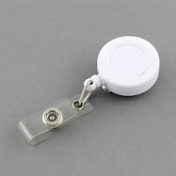 White Plastic Clip-On Retractable Badge Holders, Tag Card Holders, White, 84x31x12mm