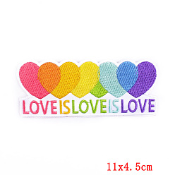 Colorful Computerized Embroidery Cloth Iron on/Sew on Patches, Costume Accessories, Heart with Word, Colorful, 45x110mm