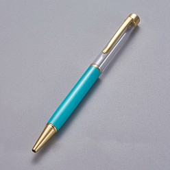 Turquoise Creative Empty Tube Ballpoint Pens, with Black Ink Pen Refill Inside, for DIY Glitter Epoxy Resin Crystal Ballpoint Pen Herbarium Pen Making, Golden, Turquoise, 140x10mm