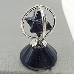 Obsidiana Figuras de metal y obsidiana natural con forma de estrella merkaba, para la decoración del escritorio del hogar, 25x30x42 mm
