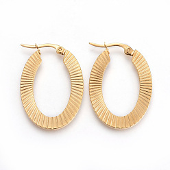 Golden 201 Stainless Steel Hoop Earrings, with 304 Stainless Steel Pin, Hypoallergenic Earrings, Oval, Golden, 33x23x1.5mm, Pin: 1mm