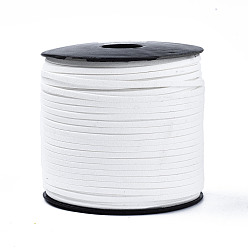 Blanco Cordón de gamuza sintética ecológico, encaje de imitación de gamuza, blanco, 3.0x1.4 mm, aproximadamente 98.42 yardas (90 m) / rollo