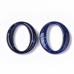 Bleu Foncé Anneaux liant acrylique, style de pierres fines imitation, ovale, bleu foncé, 39.5x34.5x6.5mm, diamètre intérieur: 33x18.5 mm, environ: 172 pièces / 500 g