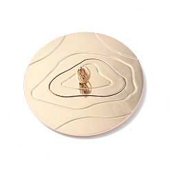 Light Gold Detachable Alloy Candle Lids, Scented Candle Topper Shades, Jar Candle Accessories, Flat Round with Mountain Contour Line Pattern, Light Gold, 81x24mm
