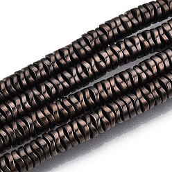 Copper Plated Electroplate Non-magnetic Synthetic Hematite Beads Strands, Wavy, Flat Round/Disc, Copper Plated, 6~6.5x6~6.5x1.5~2mm, Hole: 1mm, about 215pcs/strand, 16.14 inch