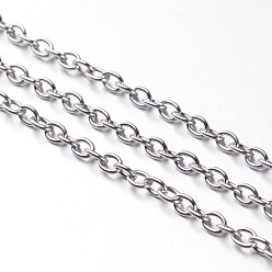 Platinum Iron Cable Chains, Unwelded, with Spool, Oval, Nickel Free, Platinum, 4x3x0.7mm, about 328.08 Feet(100m)/roll