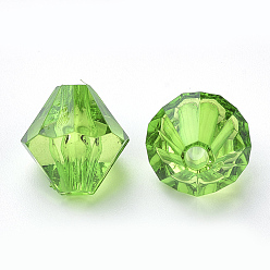 Verde Lima Abalorios de acrílico transparentes, bicono, verde lima, 8x7.5 mm, Agujero: 2 mm, sobre 2640 unidades / 500 g