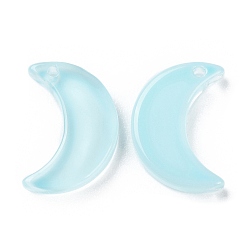 Aqua Perles de verre de peinture de cuisson transparente, lune, top foré, Aqua, 15.5x13x3.5mm, Trou: 1.2mm