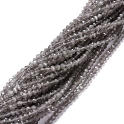 Gray Cat Eye Beads Strands, Round, Faceted, Gray, 3mm, Hole: 0.2mm, 14.17 inch(36cm), 122pcs/strand