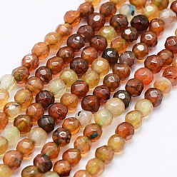 Chocolate Natural Agate Beads Strands, Dyed & Heated, Round, Faceted, Chocolate, 4mm, Hole: 0.5mm, about 92pcs/strand, 14.57 inch(37cm)