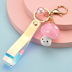 Pearl Pink Luminous Acrylic Mushroom Keychain, Glow in the Dark Jewelry, Pearl Pink, 16.5cm