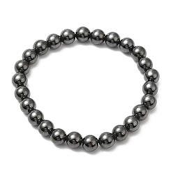 Hématite Hématite magnétique synthétique perles rondes bracelets extensibles, diamètre intérieur: 2-5/8 pouce (6.75 cm), perles: 8 mm