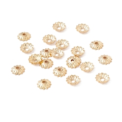 Real 18K Gold Plated 304 Stainless Steel Bead Caps, Multi-Petal, Real 18K Gold Plated, 6x1mm, Hole: 1.2mm