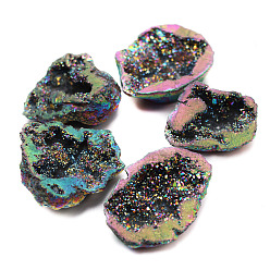 Coloré Décorations d'exposition de spécimens minéraux d'agate drusy naturelle, amas d'agate brute, nuggets, colorées, 30~50mm, 25~30 g / pc