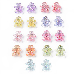 Couleur Mélangete Perles acryliques transparentes, de couleur plaquée ab , ours, couleur mixte, 16x13x8.5mm, Trou: 2mm, environ700 pcs / 500 g