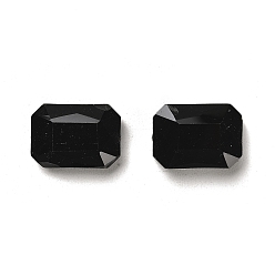 Black Electroplated Glass Beads, Pearl Luster Plated, Faceted, Rectangle, Black, 18x13x6mm, Hole: 1mm