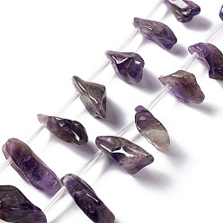 Amethyst Natural Amethyst Beads Strands, Top Drilled, Nuggets, 13.5~27x8~15x5~11mm, Hole: 1.2mm, about 25pcs/strand, 7.87''(20cm)