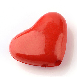 Red Opaque Acrylic Beads, Heart, Red, 12x14.5x5.5mm, Hole: 1.5mm, about 850pcs/500g