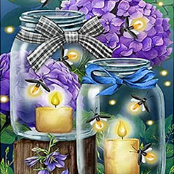 Flower DIY Scenery Theme Diamond Painting Kits, Including Canvas, Resin Rhinestones, Diamond Sticky Pen, Tray Plate and Glue Clay, Flower Pattern, 400x300mm