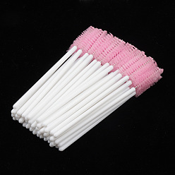 Pearl Pink Nylon Disposable Eyebrow Brush with Plastic Handle, Mascara Wands, for Extensions Lash Makeup Tools, Pearl Pink, 9.8cm