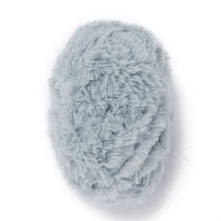 Bleu Acier Clair Fils de polyester et de nylon, laine de vison imitation fourrure, pour le tricot de bricolage manteau doux écharpe, bleu acier clair, 4.5mm
