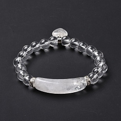 Quartz Crystal Natural Quartz Crystal Beads Charm Bracelets, Heart, 2-1/4 inch(56mm)