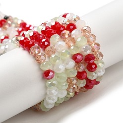 Rouge Chapelets de perles en verre, facette, rondelle, rouge, 8x6mm, Trou: 1mm, Environ 65~68 pcs/chapelet, 15.7~16.1 pouce (40~41 cm)
