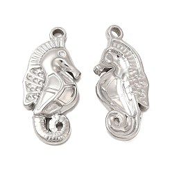 Stainless Steel Color 304 Stainless Steel Pendant Rhinestone Settings, Seahorse, Stainless Steel Color, Fit for Rhinestone: 1mm, 32x14.5x4.5mm, Hole: 2.5mm