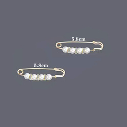 Blanc Broches épingles à nourrice en perles d'imitation, alliage strass taille pantalon extender pour les femmes, or, blanc, 58mm