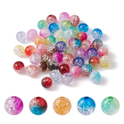 Mixed Color Transparent Crackle Acrylic Beads, Round, Mixed Color, 10mm, Hole: 2mm