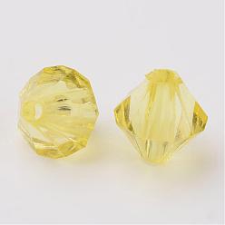 Champagne Yellow Faceted Bicone Transparent Acrylic Beads, Dyed, Champagne Yellow, 12mm, Hole: 2mm, about 550pcs/500g