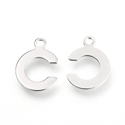 Letter C 201 Stainless Steel Charms, Alphabet, Letter.C, 12x8.4x0.6mm, Hole: 1.4mm