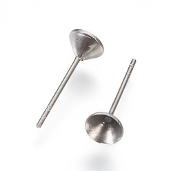 Stainless Steel Color 304 Stainless Steel Post Stud Earring Settings, for Pointed Back Xilion Rivoli Rhinestone, Stainless Steel Color, Fit For: 5mm Rhinestone, 14.5x6mm, Pin: 0.6mm