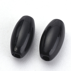Black Opaque Acrylic Beads, Rice, Black, 8x4mm, Hole: 1.2mm, about 6830pcs/500g