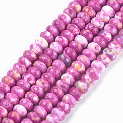 Camellia Synthetic Ocean White Jade Beads Strands, Dyed, Rondelle, Camellia, 8x5mm, Hole: 1.5mm, about 78pcs/strand, 15.7 inch