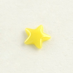 Jaune Cabochons en verre opaque plaqué nacré, étoiles, jaune, 7.5x8x2mm