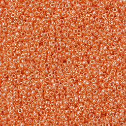 (RR424) Opaque Orange Luster MIYUKI Round Rocailles Beads, Japanese Seed Beads, (RR424) Opaque Orange Luster, 11/0, 2x1.3mm, Hole: 0.8mm, about 1100pcs/bottle, 10g/bottle