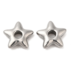 Stainless Steel Color 304 Stainless Steel Beads, Star, Stainless Steel Color, 12x12.5x3.4mm, Hole: 3.7mm