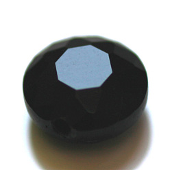 Noir Imitations de perles de cristal autrichien, grade de aaa, facette, plat rond, noir, 6x3.5mm, Trou: 0.7~0.9mm