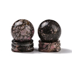 Rodonita Decoraciones de rodonita naturales, esfera de piedras preciosas, rondo, 30x39 mm