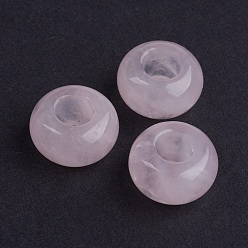 Quartz Rose Naturel a augmenté perles de quartz, perles de trou de grand trou, rondelle, 14x7~8mm, Trou: 6mm