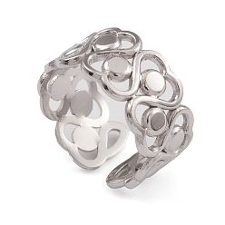 Color de Acero Inoxidable 304 anillos de puño de acero inoxidable, anillo de banda ancha con huecos en el corazón para mujer, color acero inoxidable, 9.7 mm, diámetro interior: 17.7 mm