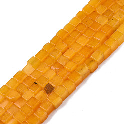 Оранжевый Бусины из натурального белого нефрита, окрашенные, кубические, оранжевые, 4~4.5x4~4.5x4~4.5 мм, отверстие : 1 мм, около 88 шт / нитка, 15.16 дюйм (38.5 см)