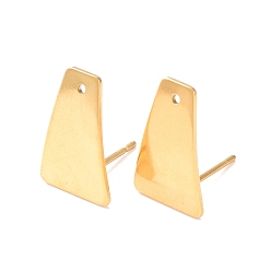 Golden 201 Stainless Steel Stud Earrings Finding, with 304 Stainless Steel Pins, Trapezoid, Golden, 16x10.5mm, Hole: 1mm, Pin: 0.7mm