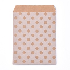 Polka Dot Bolsas de papel kraft, sin asas, bolsas de almacenamiento de alimentos, burlywood, Modelo de lunar, 18x13 cm