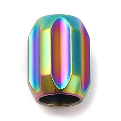 Rainbow Color Ионное покрытие (ip) 304 глазурованные европейские бусины из нержавеющей стали, бусины с большим отверстием, Рифленые бусины, колонка, Радуга цветов, 13x10 мм, отверстие : 6 мм