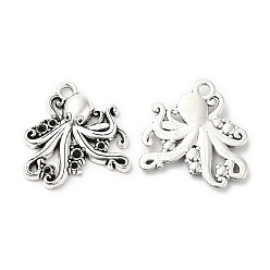 Antique Silver Tibetan Style Alloy Pendant Rhinestone Settings, Octopus, Antique Silver, Fit for 0.9~1.4mm Rhinestone, 20x21x2mm, Hole: 1.8mm