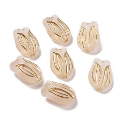 Moccasin Plating Acrylic Beads, Golden Metal Enlaced, Frosted, Flower, Moccasin, 16x11.5x7mm, Hole: 2mm, about 670pcs/500g