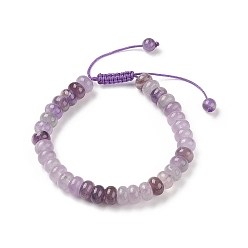 Améthyste Bracelets de perles tressées d'améthyste naturelle réglables, avec cordon en nylon, 2 pouces ~ 2-1/2 pouces (5.2~6.6 cm)
